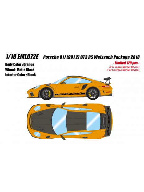 Porsche 911 (991.2) GT3 RS Weissach-pakket (oranje) 1/18 Make-Up Eidolon Make Up - 1