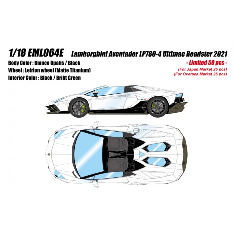 Lamborghini Aventador LP780-4 Ultimae Roadster (Bianco Opalis) 1/18 Make-Up Eidolon Make Up - 1