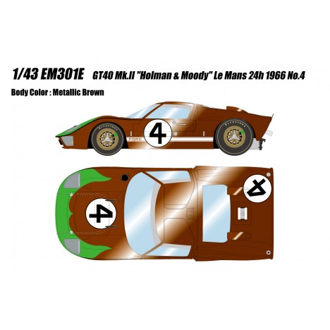 Ford GT40 Mk.II "Holman & Moody" Le Mans 24h 1966 No.4 1/43 Make Up Eidolon Make Up - 1