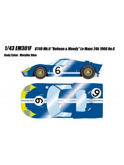 Ford GT40 Mk.II "Holman & Moody" Le Mans 24h 1966 No.6 1/43 Make Up Eidolon Make Up - 1