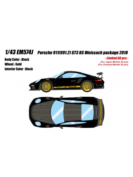 Porsche 911 (991.2) GT3 RS Weissach Package (Black) 1/43 Make-Up Eidolon Make Up - 1