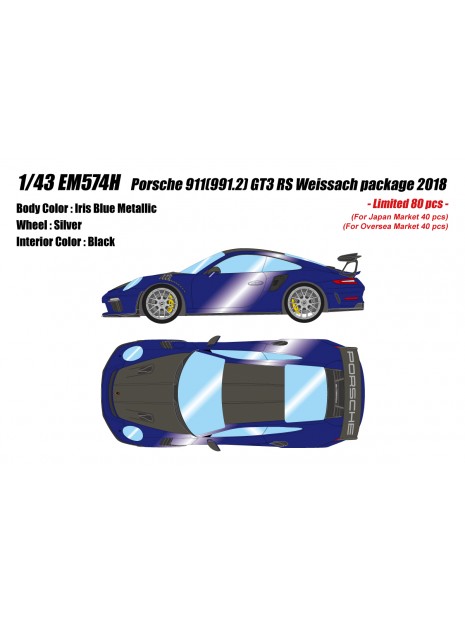 Porsche 911 (991.2) GT3 RS Weissach Package (Blau) 1/43 Make-Up Eidolon Make Up - 1