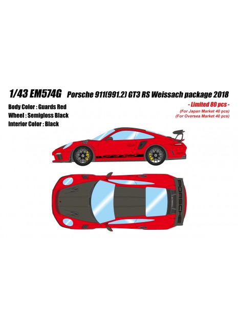 Porsche 911 (991.2) GT3 RS Weissach Package (Red) 1/43 Make-Up Eidolon Make Up - 1