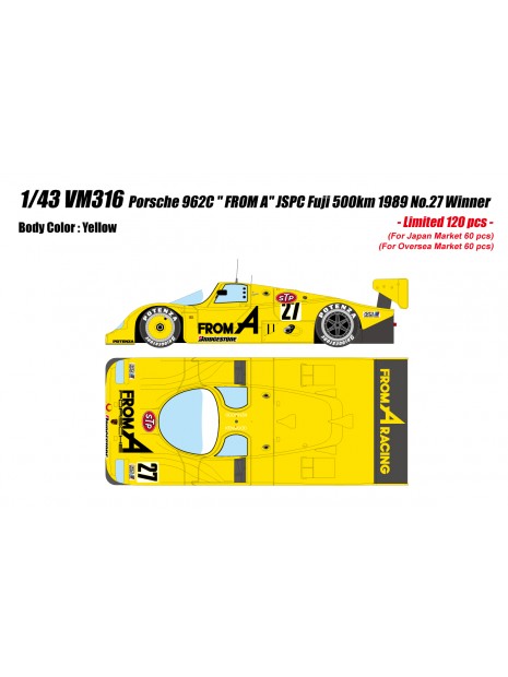 Porsche 962C "FROM A" JSPC Fuji 500 km 1989 nr. 27 Winnaar 1/43 Make-Up Vision Make Up - 10