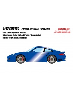 Porsche 911 (997.2) Turbo 2010 (Aqua Blauw) 1/43 Make-Up Eidolon Make Up - 1