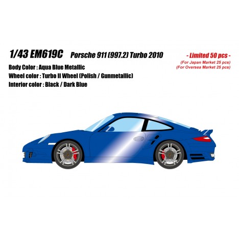 Porsche 911 (997.2) Turbo 2010 (Aqua Blauw) 1/43 Make-Up Eidolon Make Up - 1