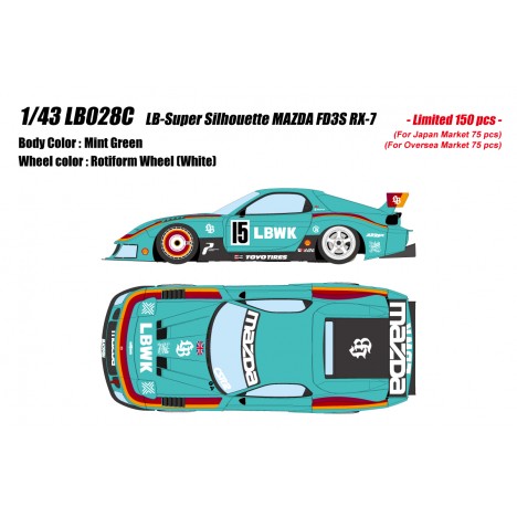 LB-Super Silhouette MAZDA FD3S RX-7 (Mint Green) 1/43 Make Up Eidolon Make Up - 1