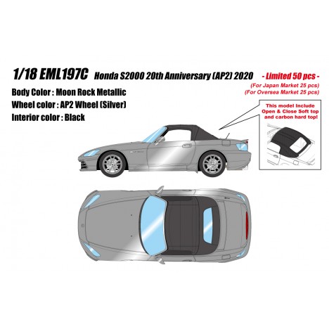 Honda S2000 20th Anniversary (AP2) 2020 (Moon Rock Metallic) 1/18 Make Up EIDOLON Make Up - 1