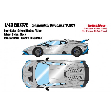 Lamborghini Huracan STO 2021 (Grigio Nimbus / Blue) 1/43 Make Up Eidolon Make Up - 1
