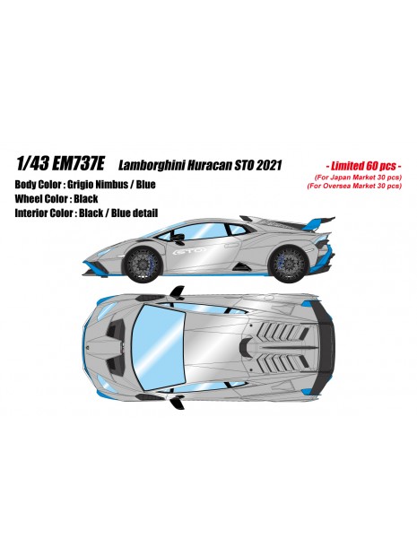 Lamborghini Huracan STO 2021 (Grigio Nimbus / Blue) 1/43 Make Up Eidolon Make Up - 1