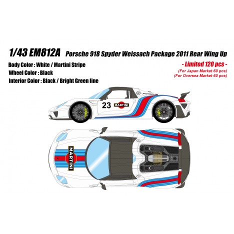 Porsche 918 Spyder Weissach Package 2011 (White / Martini Stripe) 1/18 Make Up Eidolon Make Up - 1