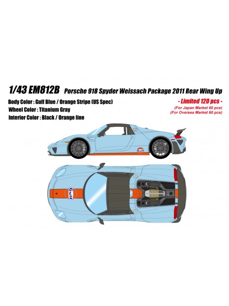 Porsche 918 Spyder Weissach Package 2011 (Gulf Blue / Orange Stripe US Spec) 1/43 Make Up Eidolon Make Up - 1