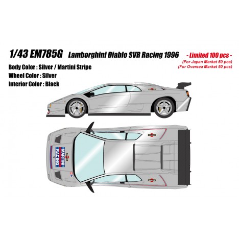 Lamborghini Diablo SVR Racing 1996 (Silver / Martini Stripe) 1/43 Make Up Eidolon Make Up - 1