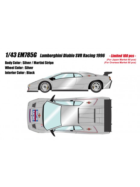 Lamborghini Diablo SVR Racing 1996 (Silver / Martini Stripe) 1/43 Make Up Eidolon Make Up - 1