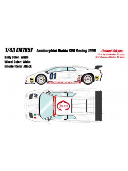 Lamborghini Diablo SVR Racing 1996 (White / Fighting Bull logo) 1/43 Make Up Eidolon Make Up - 1