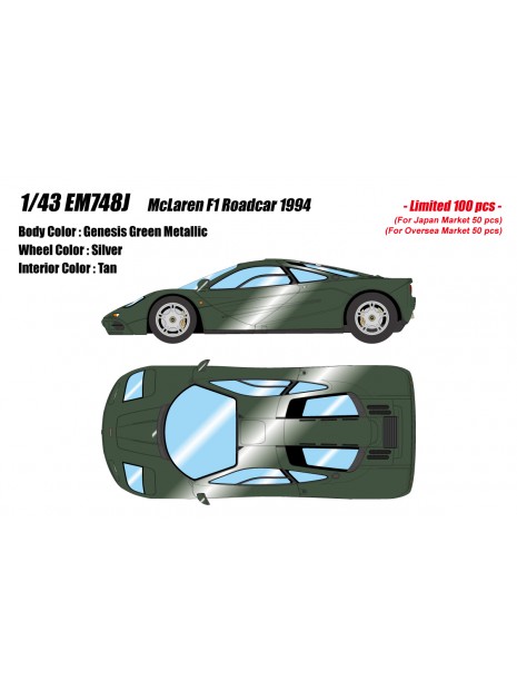 Mclaren F1 Road car 1994 (Genesis Green Metallic) 1/43 Make Up Eidolon Make Up - 1