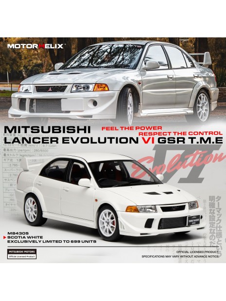 Mitsubishi Lancer Evolution VI 6.5 (Scotia White) 1/18 Motorhelix Motorhelix - 7