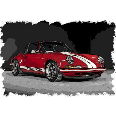 Singer 911 (964) Targa (Red / Cream White Stripe) 1/18 Make Up Eidolon Make Up - 2