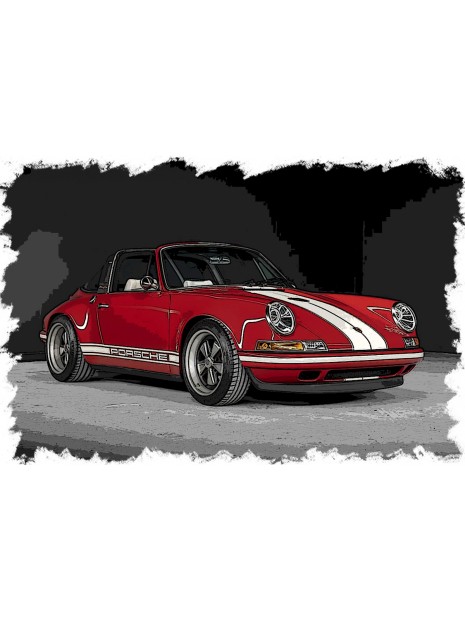 Singer 911 (964) Targa (Red / Cream White Stripe) 1/18 Make Up Eidolon Make Up - 2