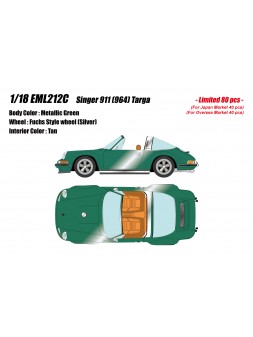 Singer 911 (964) Targa (Metallic Green) 1/18 Make Up Eidolon Make Up - 1