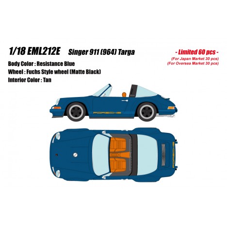 Singer 911 (964) Targa (Resistance Blue) 1/18 Make Up Eidolon Make Up - 1