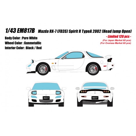 MAZDA RX-7 FD3S Spirit R TypeA 2002 (Pure White) 1/43 Make Up Eidolon Make Up - 1