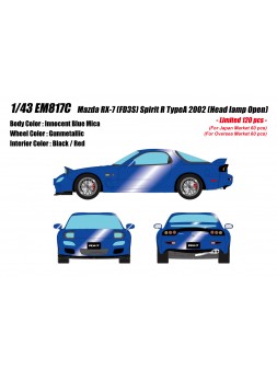 MAZDA RX-7 FD3S Spirit R TypeA 2002 (Innocent Blue Mica) 1/43 Make Up Eidolon Make Up - 1