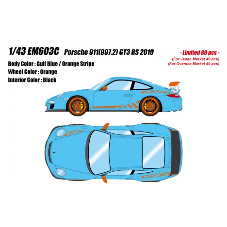 Porsche 911(997.2) GT3 RS 2010 (Gulf Blue / Orange Stripe) 1/43 Make Up Eidolon Make Up - 1