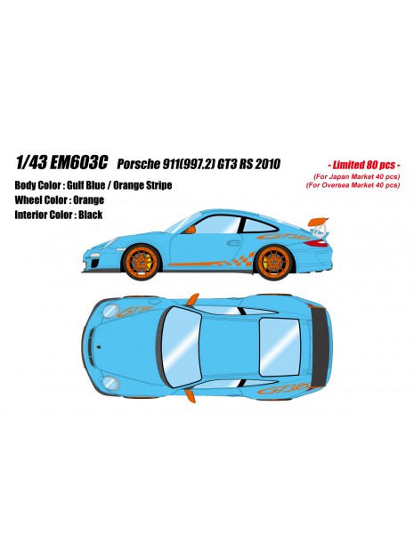 Porsche 911(997.2) GT3 RS 2010 (Gulf Blue / Orange Stripe) 1/43 Make Up Eidolon Make Up - 1