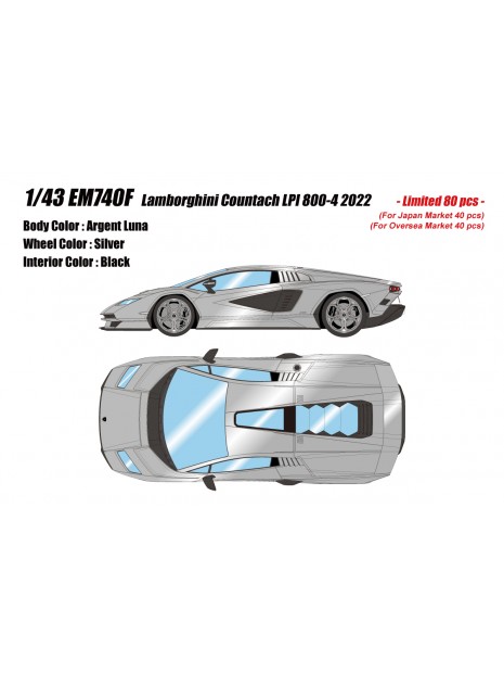 Lamborghini Countach LPI800-4 2022 (Argento Luna) 1/43 Make Up Eidolon Make Up - 1