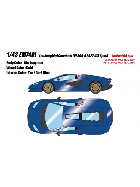 Lamborghini Countach LPI800-4 2022 (Blu Acapulco US spec) 1/43 Make Up Eidolon Make Up - 1