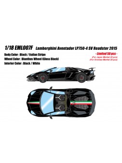 Lamborghini Aventador LP750-4 Superveloce Roadster 2015 (Black / Italian Stripe) 1/18 Make Up Eidolon Make Up - 1