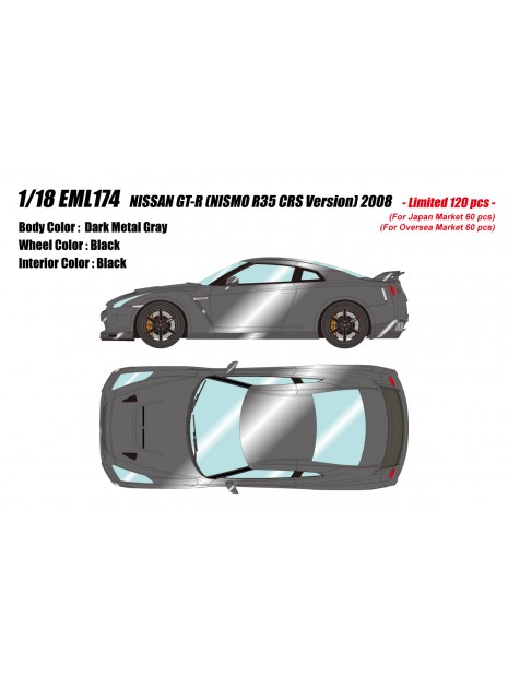 Nissan GT-R Nismo R35 CRS Version 2008 (Dark Metal Gray) 1/18 Make Up Eidolon Make Up - 9