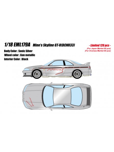 Mine's Skyline GT-R BCNR33 (Sonic Silver) 1/18 Make Up Eidolon Make Up - 6