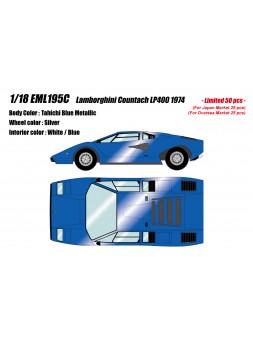 Lamborghini Countach LP400 1974 (Tahichi Blue Metallic) 1/18 Make Up Eidolon Make Up - 1