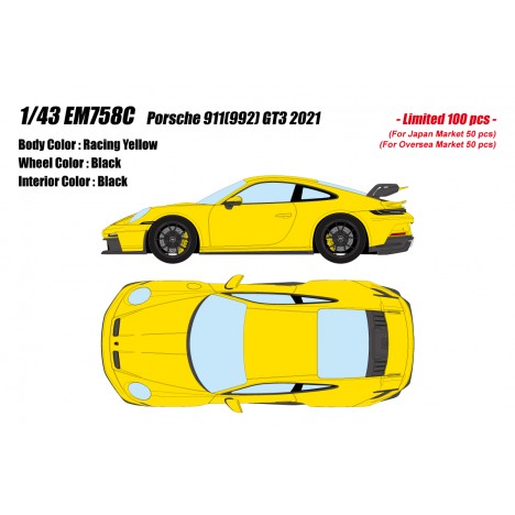 Porsche 911(992) GT3 2021 (Racing Yellow) 1/43 Make Up Eidolon Make Up - 1