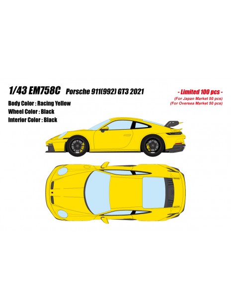 Porsche 911(992) GT3 2021 (Racing Yellow) 1/43 Make Up Eidolon Make Up - 1