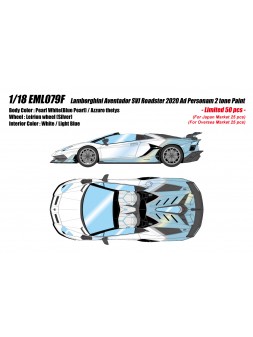 Lamborghini Aventador SVJ Roadster (Pearl White / Azzuro thetys) 1/18 Make Up Eidolon Make Up - 1