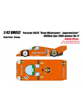 Porsche 962C "Brun Motorsport - Jagermeister" 1000km Spa 1986 No.17 Winner 1/43 Make Up Vision Make Up - 1