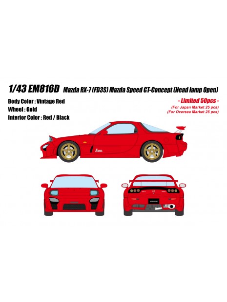 MAZDA RX-7 FD3S Mazda Speed GT-Concept (Vintage Red) 1/43 Make Up Eidolon Make Up - 1