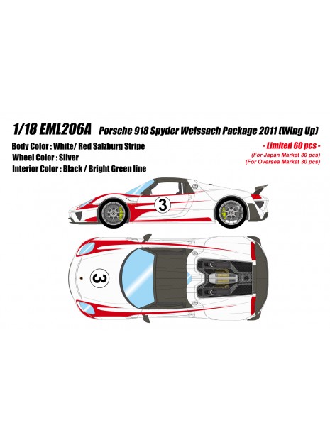 Porsche 918 Spyder weissach package 2011 (Wing Up) 1/18 Make Up Eidolon Make Up - 6