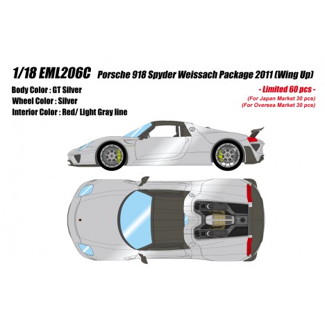 Porsche 918 Spyder weissach package 2011 (Wing Up) 1/18 Make Up Eidolon Make Up - 1