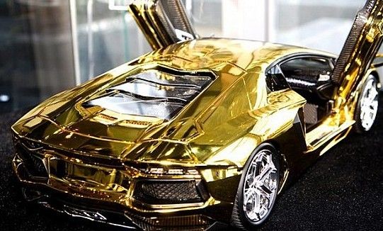 Lamborghini Aventador Model Car in gold
